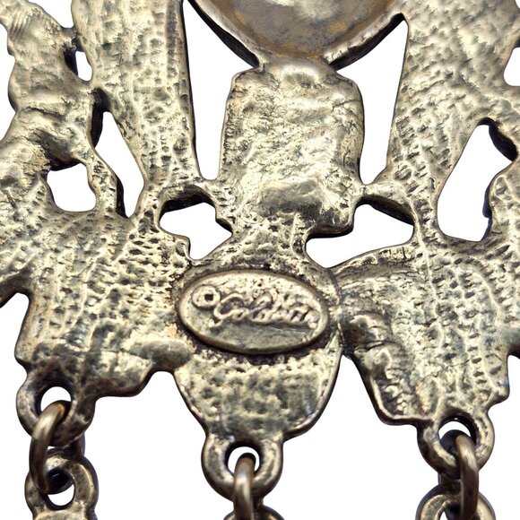 Goldette 1970s Egyptian Revival Gold Tone Necklace Cartouche & Scarab Motifs - Picture 14 of 16